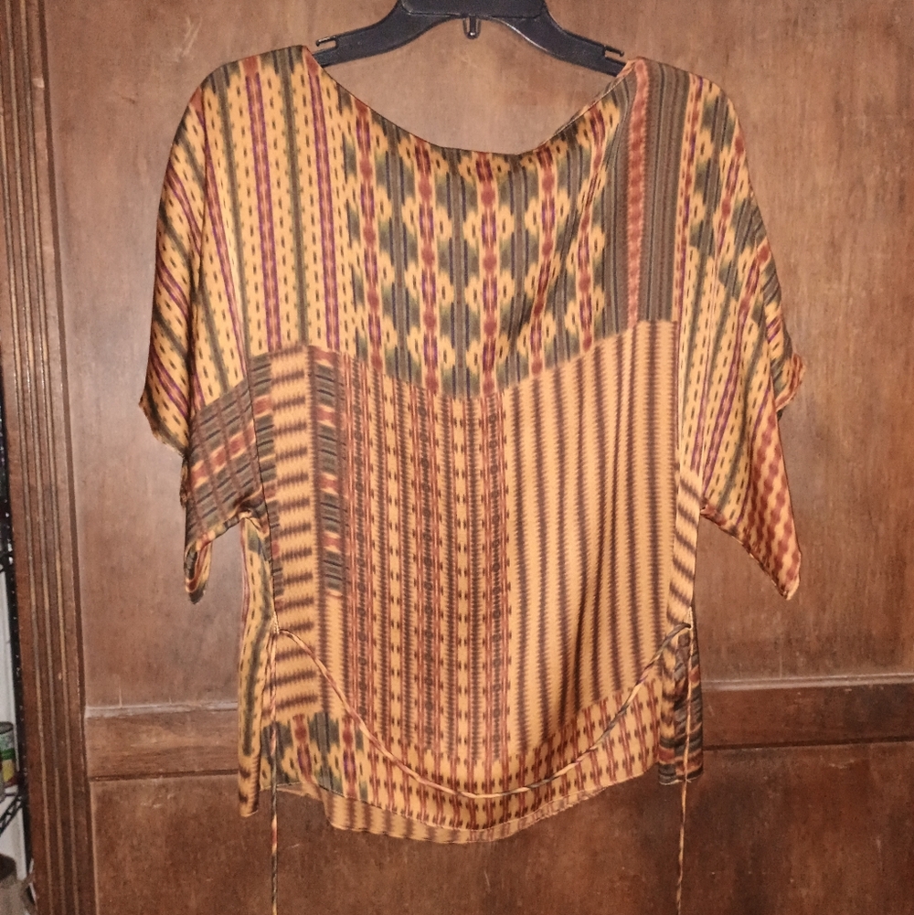 Ralph Lauren Brown and Orange Patterned Blouse